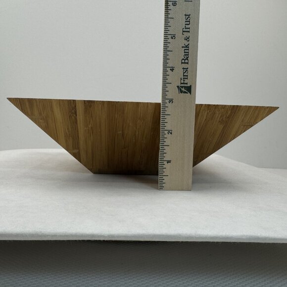 Vintage The Pampered Chef 1108 Bamboo Square Bowl 9-1/4" Tapered Wood Salad - Picture 11 of 12